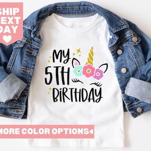 My Fifth Birthday Shirt, 5th Birthday Shirt, Unicorn Birthday Girl Shirt, 5th Birthday Outfit, Unicorn Shirt, Gift for Birthday Girl,Unicorn