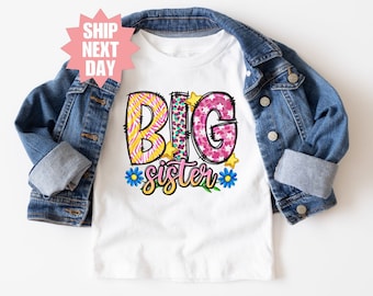 Camiseta de hermana mayor para niños pequeños, camiseta de promoción a hermana mayor, linda camiseta de anuncio para niños, nueva camiseta de hermana mayor, camiseta de anuncio de embarazo