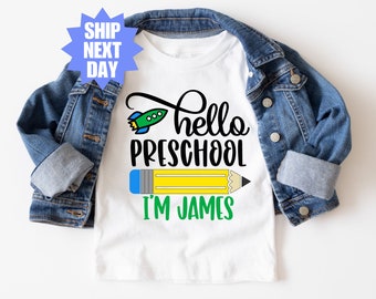 Preschool Shirt, Hello Preschool, First Day Of School Outfit, Personalized Name Shirt, Back To School,First Day Preschool Shirt, Pre-K Shirt