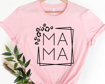 Mama-shirt, mama-luipaardshirt, shirt voor gelukkige moederdag, moederdagcadeau, moederdagcadeau, moedershirt, shirt moederdag, fijne Moederdag