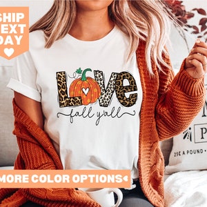 Liebe fallen ihr alle Shirt, Leopardenmuster Herbst Shirt, Liebe Kürbis Shirt, Thanksgiving Shirt, Kürbis Leopard Shirt, Frieden Liebe Thanksgiving Shirt