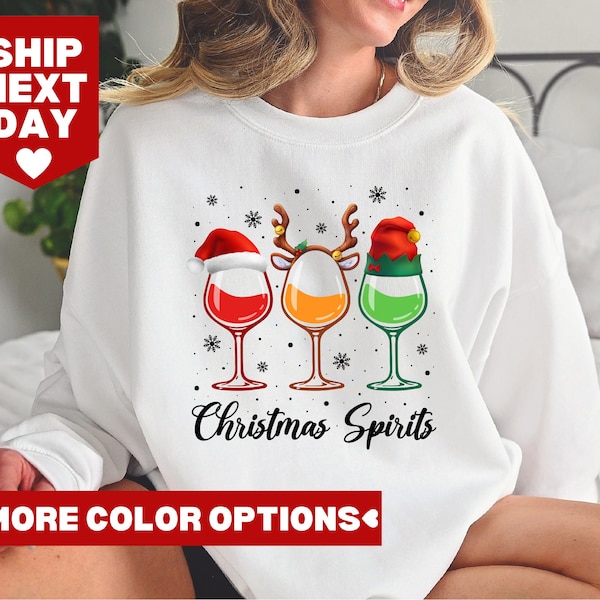 Christmas Wine Lovers Shirt, Christmas Spirits Shirt, Christmas Wine Party Shirt, Christmas Wine Shirt, Cute Wine Shirts,Gift for Wine Lover