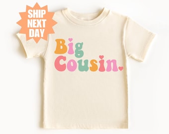 Koszulka Big Cousin, Koszulka z ogłoszeniem o ciąży, Koszulka Cousin, Nowa koszulka Cousin, Koszulka Big Cousin dla dzieci, Uroczy prezent Big Cousin, Prezent dla kuzyna