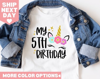 My Fifth Birthday Shirt, 5th Birthday Shirt, Unicorn Birthday Girl Shirt, 5th Birthday Outfit, Unicorn Shirt, Gift for Birthday Girl,Unicorn
