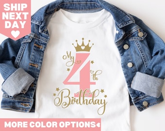 My Fourth Birthday Shirt, 4th Birthday Shirt, Birthday Girl Shirt, Princess Shirt, 4th Birthday Outfit, Gift for Birthday Girl,Toddler Shirt