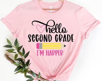 Shirt tweede klas, Hallo tweede klas, outfit eerste schooldag, gepersonaliseerd naamshirt, terug naar school, shirt eerste leerjaar
