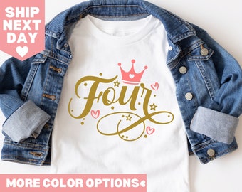 My 4th Birthday Shirt, 4th Birthday Outfit, Fourth Birthday Shirt, Birthday Girl Shirt, Princess Shirt, Gift for Birthday Girl,Toddler Shirt