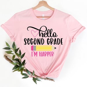 Second Grade Shirt, Hello Second Grade, First Day Of School Outfit, Personalized Name Shirt, Back To School, First Day of Second Grade Shirt