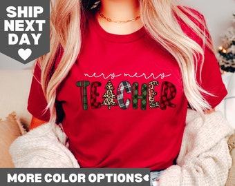 Merry Teacher Shirt, Teacher Christmas Shirt, Christmas Gift For Teacher, Christmas Shirt, Xmas Teacher Gift, Teacher Christmas Gift Shirt