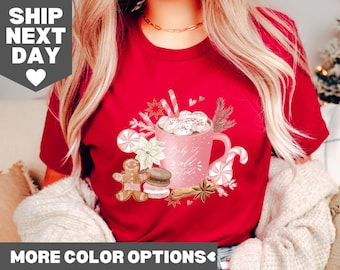 Camiseta de café navideña, camiseta navideña, sudadera navideña, camiseta para amantes del café, camiseta navideña con café con leche, regalo para amantes del café, camiseta navideña