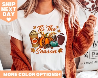 Tis The Season Shirt, Fall Pumpkin Shirt, Football Shirts For Women, Cute Pumpkin Shirt, Women Fall Tees, Fall Season Shirts, Autumn Shirt