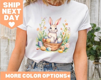 Chemise lapin de Pâques aquarelle, chemise de Pâques, jolie chemise de Pâques, chemise lapin, chemises de Pâques pour femme, chemise lapin de Pâques, t-shirt de Pâques pour tout-petit
