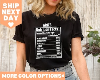 Aries T-shirt, Aries nutrition facts, Zodiac Shirt, Astrology Shirt, Gift for Aries, Aries Birthday Present, Zodiac Signs, Horoscopes Tee