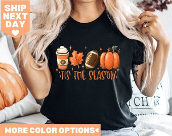 Tis The Season Shirt, Fall Pumpkin Shirt, Football Shirts For Women, Women Fall Tees, Fall Season Shirts, Cute Pumpkin Shirt, Autumn Shirt