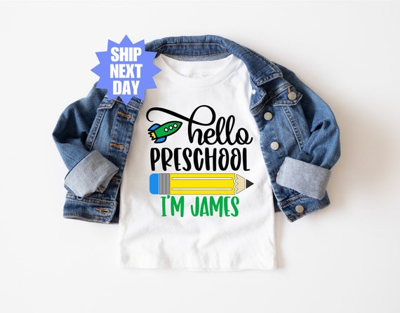 Preschool Shirt, Hello Preschool, First Day Of School Outfit, Personalized Name Shirt, Back To School,First Day Preschool Shirt, Pre-K Shirt