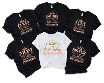 Family Matching Girl Princess Birthday Shirts, Birthday Girl Shirt, Birthday Girl Party, Princess Theme Party, Princess Birthday Shirt