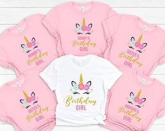 Unicorn Birthday Girl, Girls Birthday Family Shirts, Birthday Girl Family Shirts, Daddy Mommy Sister Brother Of The Birthday Girl Matching