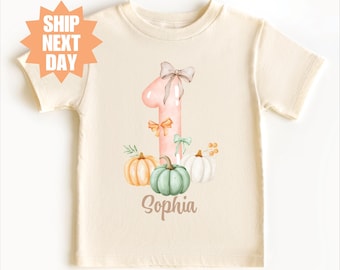 Personalized Pumpkin 1st Birthday Shirt, Fall First Birthday Shirt, Birthday Girl Shirt, Custom Name Birthday Tee, Pumpkin Outfit