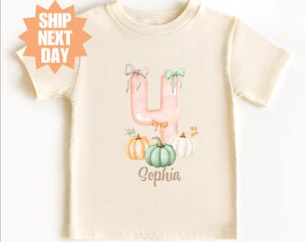 Personalized Pumpkin 4th Birthday Shirt, Fall Fourth Birthday Shirt, Birthday Girl Shirt, Custom Name Birthday Tee, Pumpkin Outfit