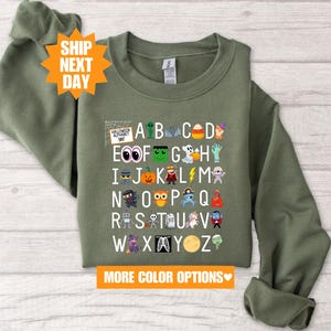 Halloween Teacher Sweatshirt, Halloween Alphabet Sweatshirt, Kindergarten Teacher Sweatshirt, Elemeno Sweatshirt, Funny Halloween Sweatshirt image 2