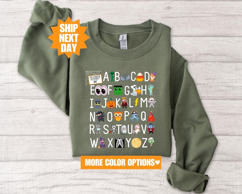 Halloween Teacher Sweatshirt, Halloween Alphabet Sweatshirt, Kindergarten Teacher Sweatshirt, Elemeno Sweatshirt, Funny Halloween Sweatshirt image 2