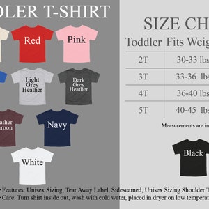 a t - shirt size chart for toddler's t - shirts