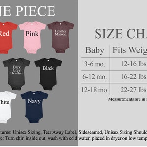 the size chart for a baby onesuit