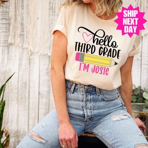 Third Grade Shirt, Hello Third Grade, First Day Of School Outfit, Personalized Name Shirt, Back To School, First Day of Third Grade Shirt image 3