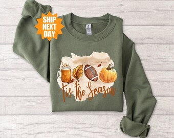 Tis The Season Sweatshirt, Fall Pumpkin Sweatshirt, Women Fall Hoodie, Fall Season Sweatshirt, Football Sweatshirt For Women, Autumn Hoodie