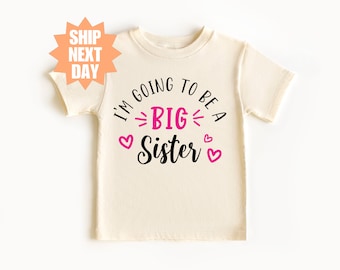 Camiseta de hermana mayor para niños pequeños, camiseta de promoción a hermana mayor, linda camiseta de anuncio para niños, nueva camiseta de hermana mayor, camiseta de anuncio de embarazo