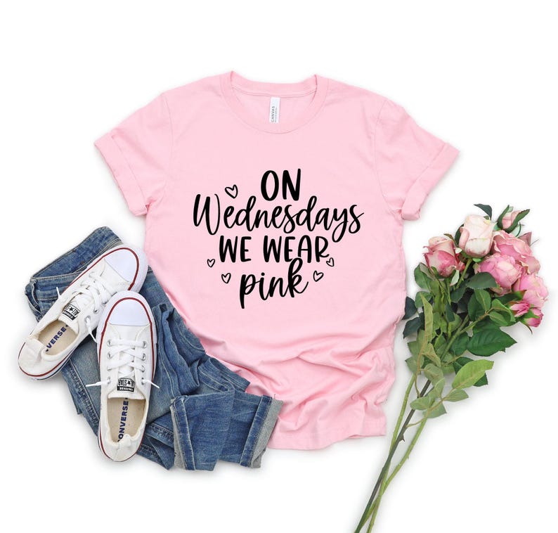 On Wednesday We Wear Pink, Mean Girls Shirt, Pink Shirt, Wednesday Shirt, Girls Matching Outfits, Best Friends Shirts, Breast Cancer Shirt image 1