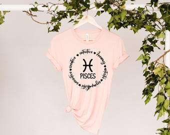 Camiseta de Piscis, camiseta del zodiaco de Piscis, camiseta de astrología, camiseta de signos del zodiaco, sudadera de Piscis, regalo de Piscis, regalo de signos del zodiaco, camiseta del horóscopo