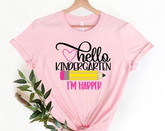 Shirt kleuterschool, hallo kleuterschool, outfit eerste schooldag, gepersonaliseerd naamshirt, terug naar school, kinder shirts, T-shirt kleuter