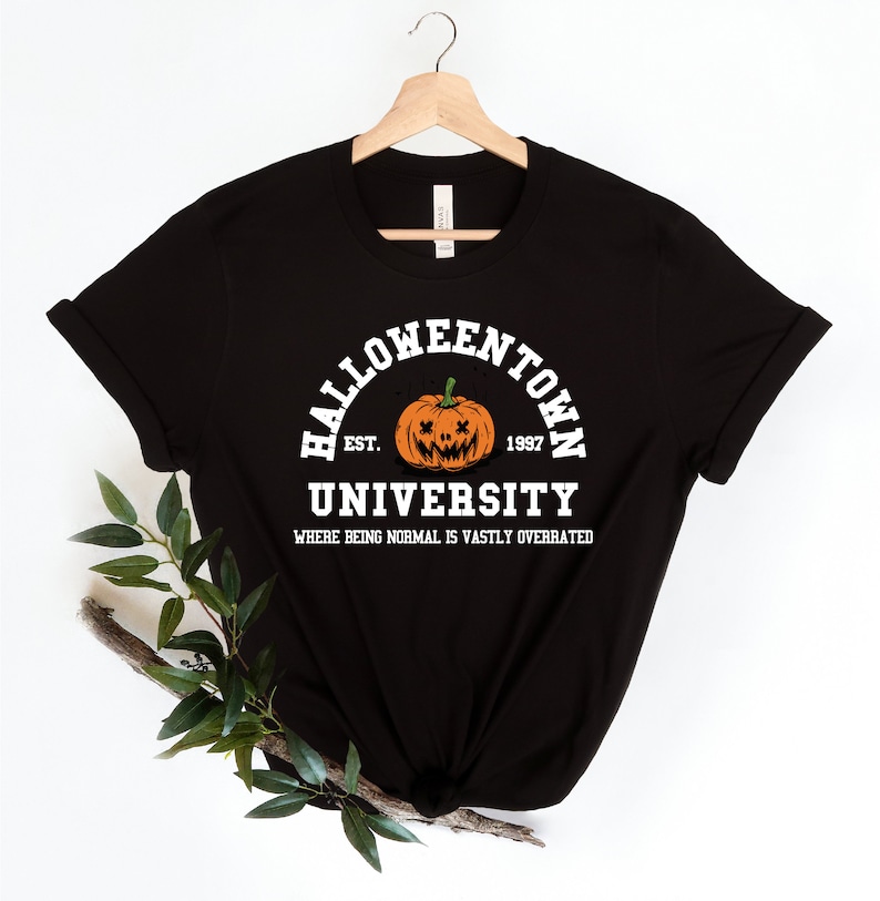Bluzy szkolne na Halloween, koszulka uniwersytecka Halloweentown, zabawne bluzy jesienne, koszulka na Halloween, koszulka na imprezę Halloween, koszulka Vintage Halloween zdjęcie 3