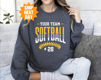 Custom Softball Sweatshirt, Personalized Softball T-Shirt, Softball Sweatshirt, Softball Team Name Sweatshirt, Softball Game Day Hoodie