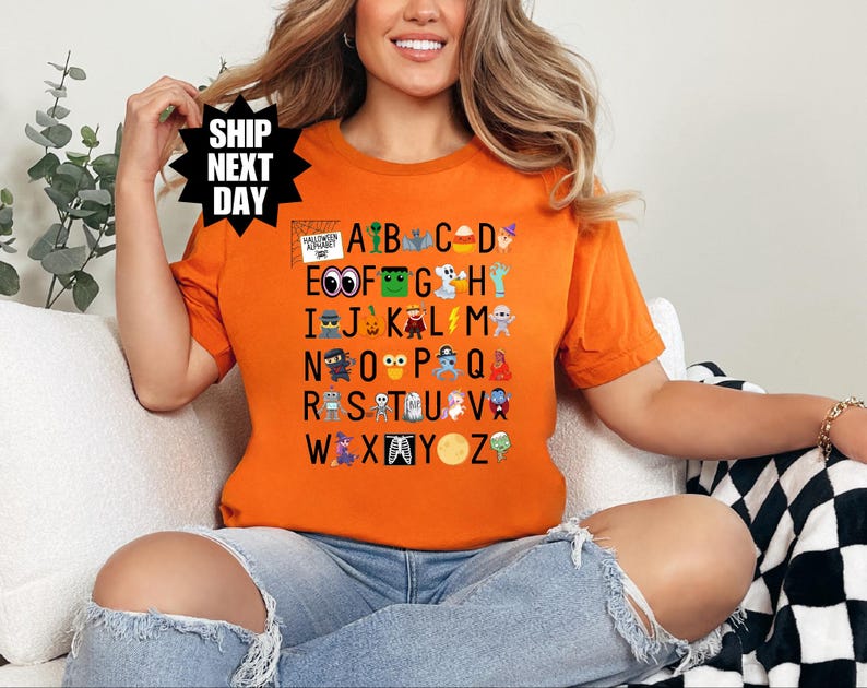 Halloween Teacher Shirt, Halloween Alphabet Shirt, Funny Halloween Teacher Shirt, Halloween Teacher Gift, Kindergarten Teacher Shirt image 4