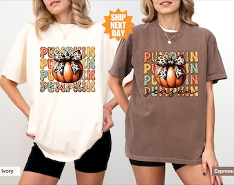 Comfort Colors® Retro Pumpkin Shirt, Fall Pumpkin Shirt, Cute Pumpkin Shirt, Women Fall Tee, Halloween Pumpkin Shirt, Autumn Pumpkin Shirt