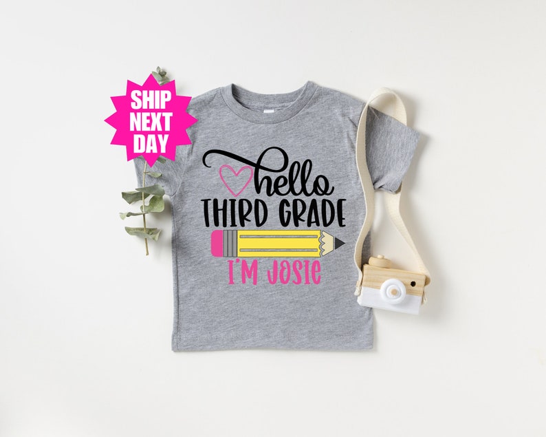 Third Grade Shirt, Hello Third Grade, First Day Of School Outfit, Personalized Name Shirt, Back To School, First Day of Third Grade Shirt image 4