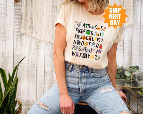 Halloween Teacher Shirt, Halloween Alphabet Shirt, Funny Halloween Teacher Shirt, Halloween Teacher Gift, Kindergarten Teacher Shirt