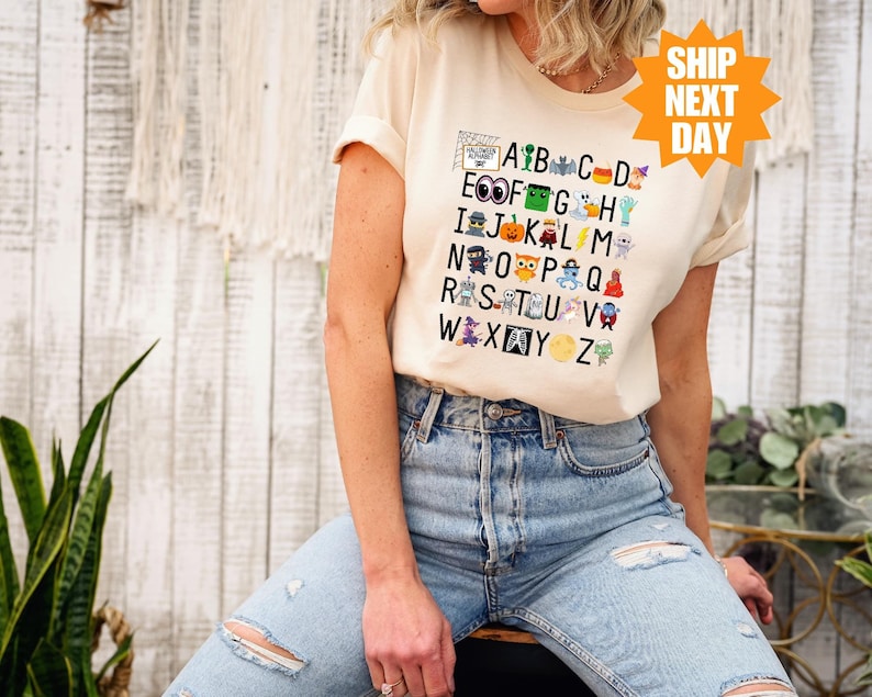 Halloween Teacher Shirt, Halloween Alphabet Shirt, Funny Halloween Teacher Shirt, Halloween Teacher Gift, Kindergarten Teacher Shirt image 1