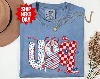 Comfort Colors® USA Shirt, 4th of July Shirt, USA Flag Shirt, American Shirt, USA Tee, America Shirt, Patriotic Shirt, Red White Blue Shirt