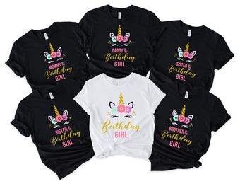 Unicorn Birthday Girl, Girls Birthday Family Shirts, Birthday Girl Family Shirts, Daddy Mommy Sister Brother Of The Birthday Girl Matching