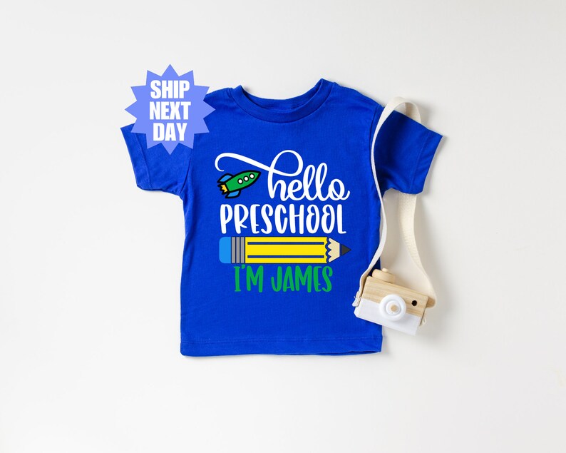 Camiseta preescolar, Hola preescolar, Atuendo para el primer día de clases, Camiseta con nombre personalizado, Regreso a clases, Camiseta del primer día de preescolar, Camiseta de preescolar imagen 2