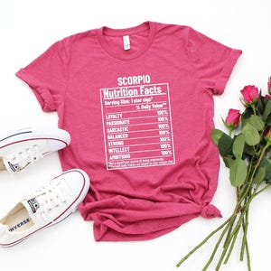 Scorpio T-shirt, Scorpio nutrition facts, Zodiac Shirt, Astrology Shirt, Gift for Scorpio, Scorpio Birthday Gift, Zodiac Shirt, Horoscop Tee