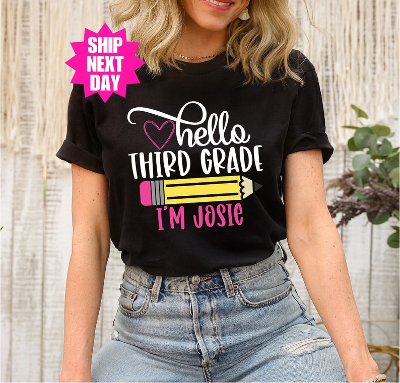 Third Grade Shirt, Hello Third Grade, First Day Of School Outfit, Personalized Name Shirt, Back To School, First Day of Third Grade Shirt image 5