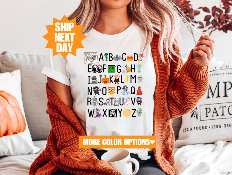 Halloween Teacher Shirt, Halloween Alphabet Shirt, Funny Halloween Teacher Shirt, Halloween Teacher Gift, Kindergarten Teacher Shirt image 5