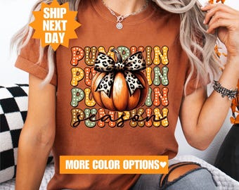 Comfort Colors® Retro Pumpkin Shirt, Fall Pumpkin Shirt, Cute Pumpkin Shirt, Women Fall Tee, Halloween Pumpkin Shirt, Autumn Pumpkin Shirt
