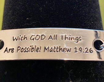 With God All Things Are Possible - Black Cord Adjustable Bracelet