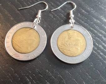 Italian coin earrings 500 Lire vintage coins