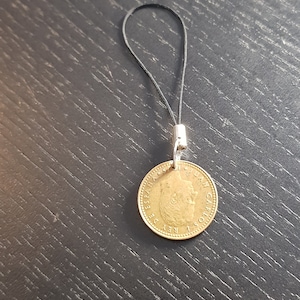 Lanyard Cell Phone Charm Coin Spain 1 Peseta Gold